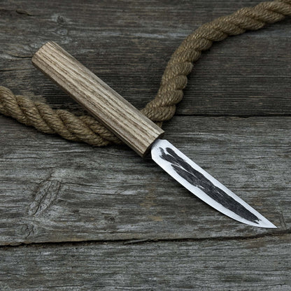 Hand - Forged Yakut Knife with Leather Sheath, 9.5 cm (3.74 inches) - 5