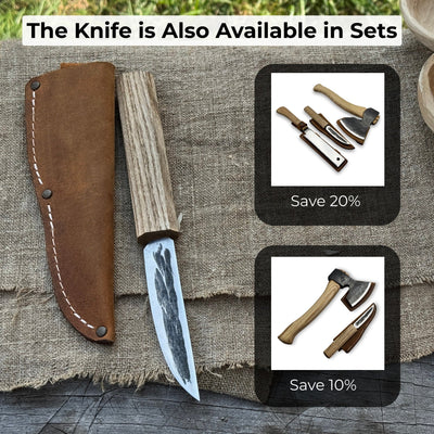 Hand - Forged Yakut Knife with Leather Sheath, 9.5 cm (3.74 inches) - 10