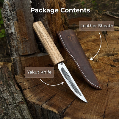 Hand-Forged Yakut Knife with Leather Sheath, 9.5 cm (3.74 inches) - 10