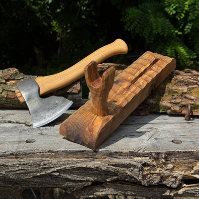 Handcrafted Wooden Axe Display Stand - 10