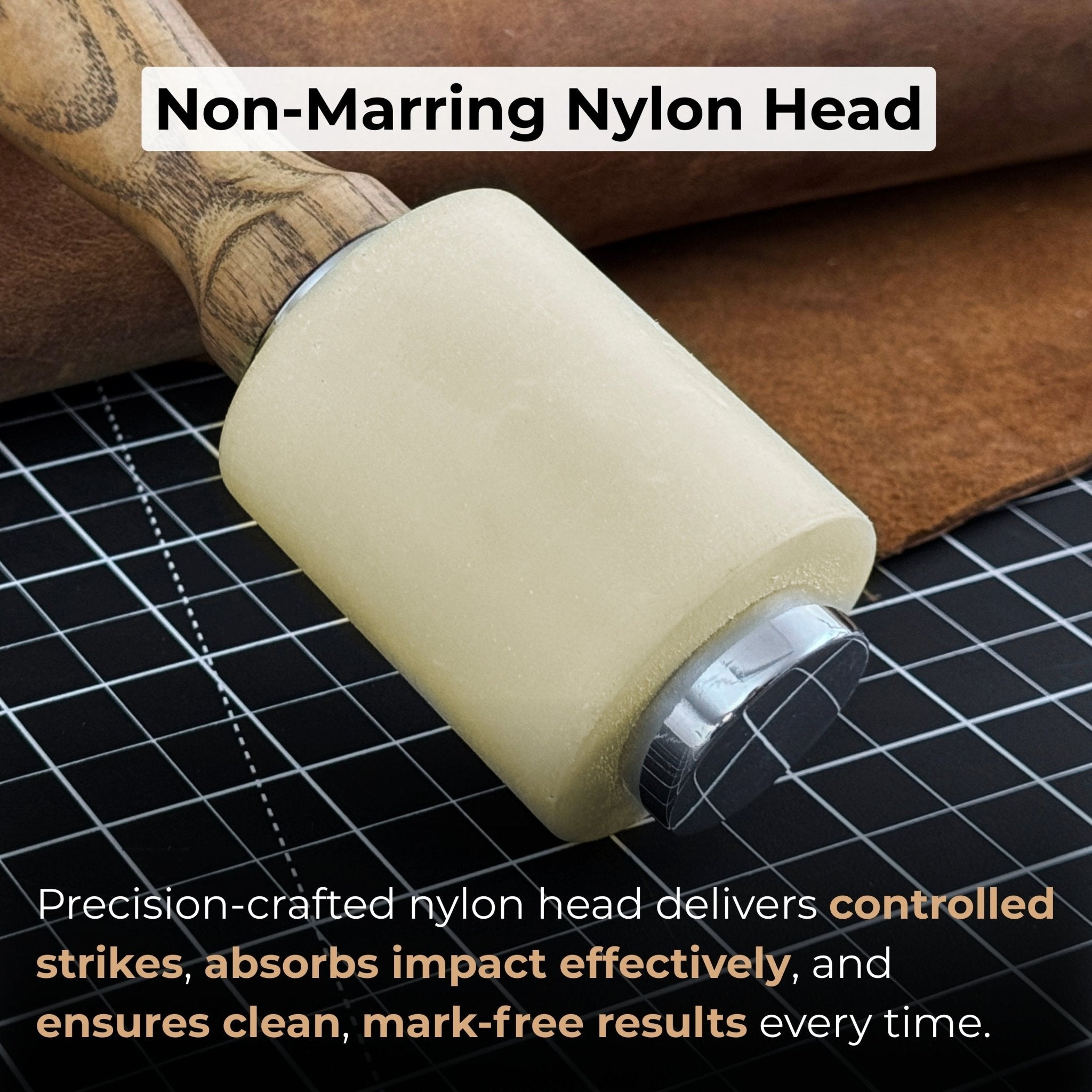 Handmade Mallet with Nylon Head, 21.5 cm (8.46 inches) - 3