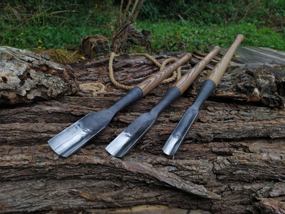 3-Piece Hand-Forged Timber Framing Rounded Chisel Set - Forged Steel Tools