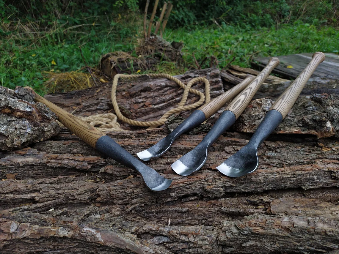 4-Piece Hand-Forged Rounded Carpenters Timber Chisel Set - Forged Steel Tools