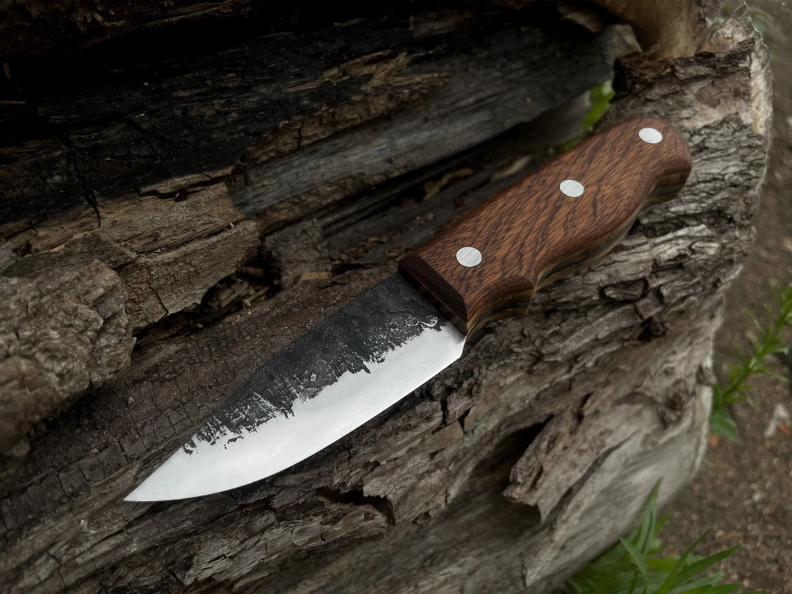 Hand-Forged Bushcraft Knife, 9 cm (3.5 inches) - Forged Steel Tools