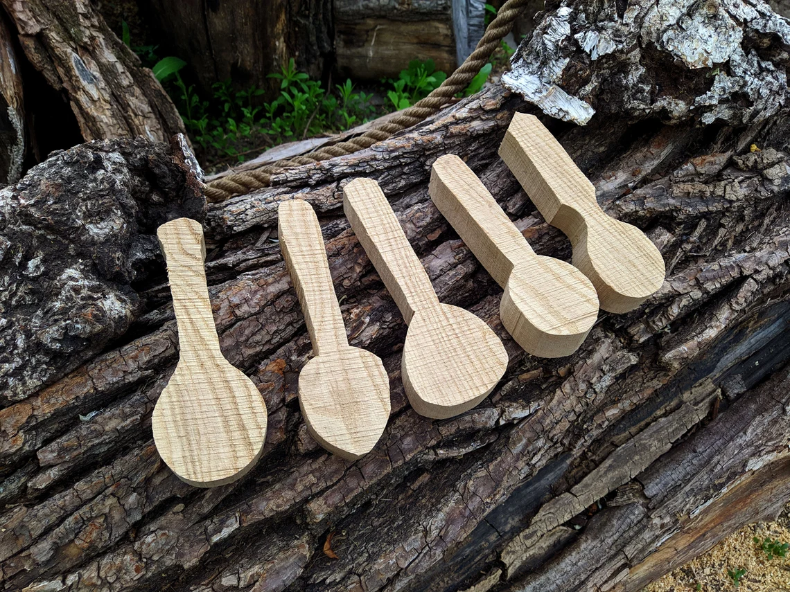 5-Piece Wooden Spoon Blank Set - Forged Steel Tools