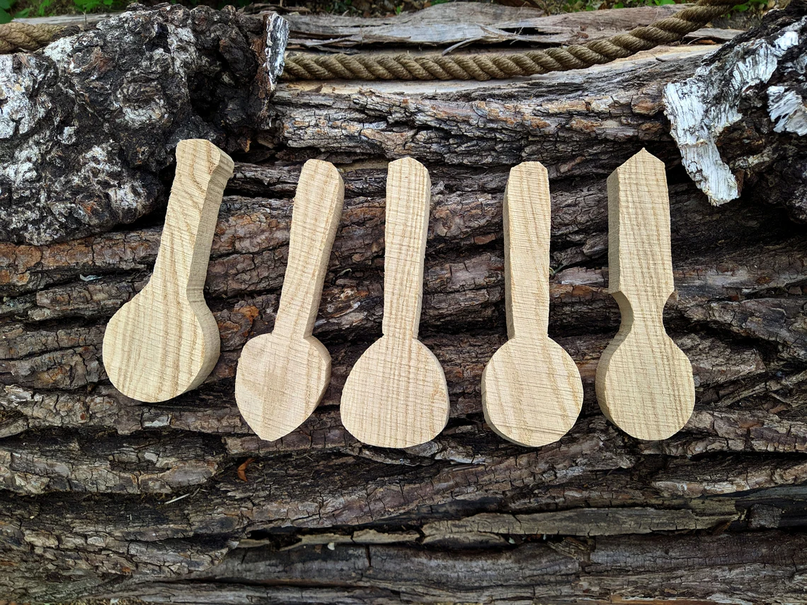 5-Piece Wooden Spoon Blank Set - Forged Steel Tools