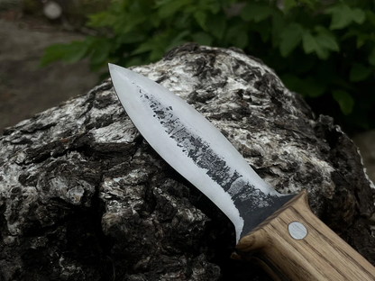 Hand-Forged Double-Edged Blade Bushcraft Knife, 9 cm (3.5 inches) - Forged Steel Tools