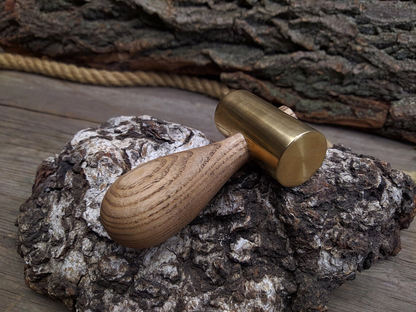 Handmade Small Brass Hammer for Leatherworking, 400 g (14.1 oz) - Forged Steel Tools