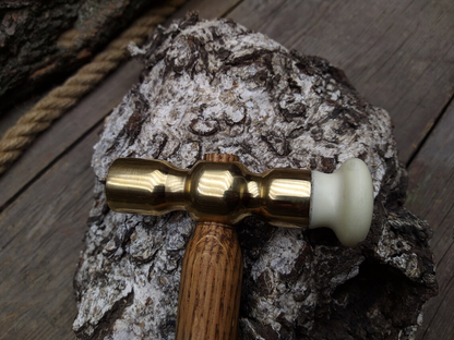 Handmade Brass Hammer for Leatherworking, 350 g (12.3 oz) - Forged Steel Tools