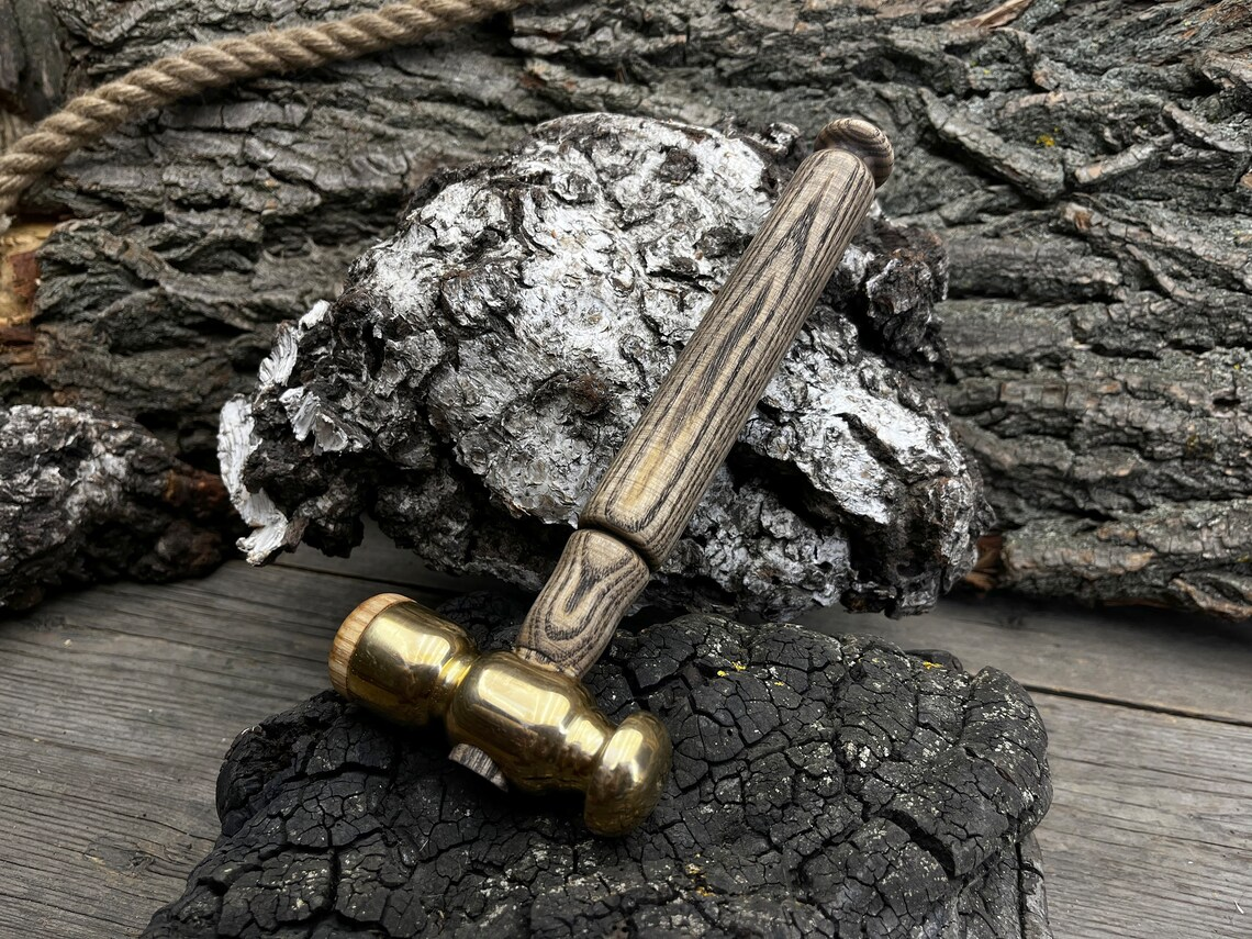 Handmade Brass Hammer for Leatherworking, 360 g (12.7 oz) - Forged Steel Tools