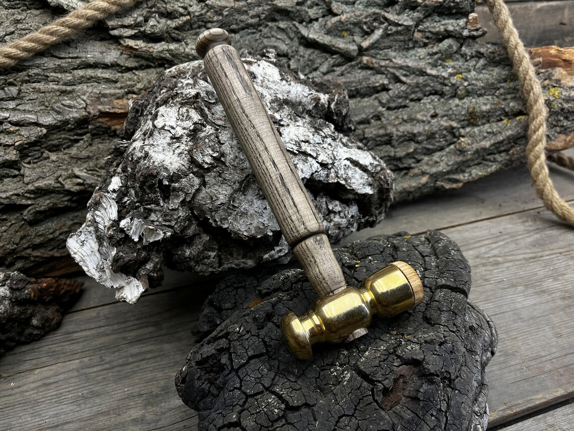 Handmade Brass Hammer for Leatherworking, 360 g (12.7 oz) - Forged Steel Tools