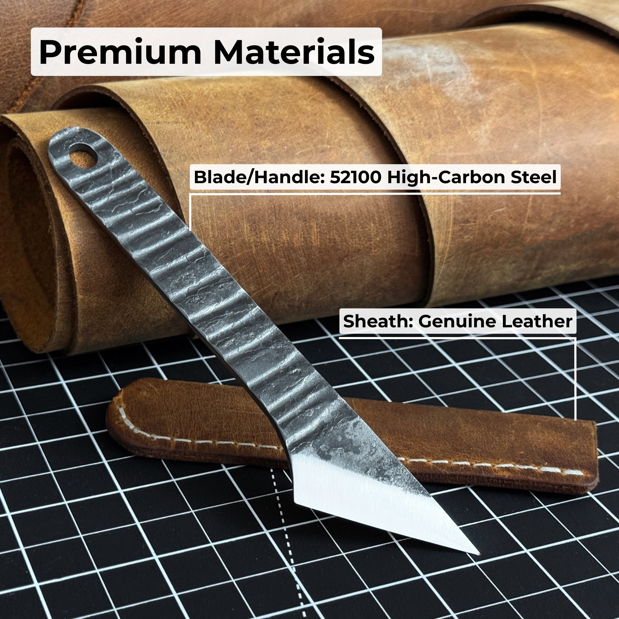 Kiridashi Knife - Razor - Sharp Carbon Steel Blade with Leather Sheath - 7