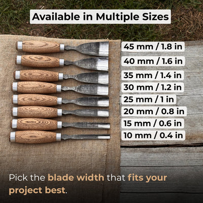 Large Straight Gouge (Rounded Chisel), 10 - 45 mm (0.4 - 1.8 inches) - 6