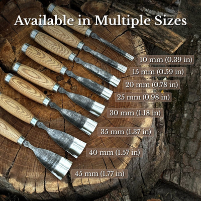 Large Straight Gouge (Rounded Chisel), 10 - 45 mm (0.4 - 1.8 inches) - 10