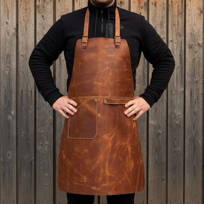 Leather Apron with Adjustable Straps and Pockets - 1
