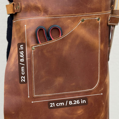 Leather Apron with Adjustable Straps and Pockets - 8