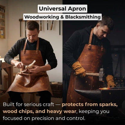 Leather Apron with Adjustable Straps and Pockets - 3