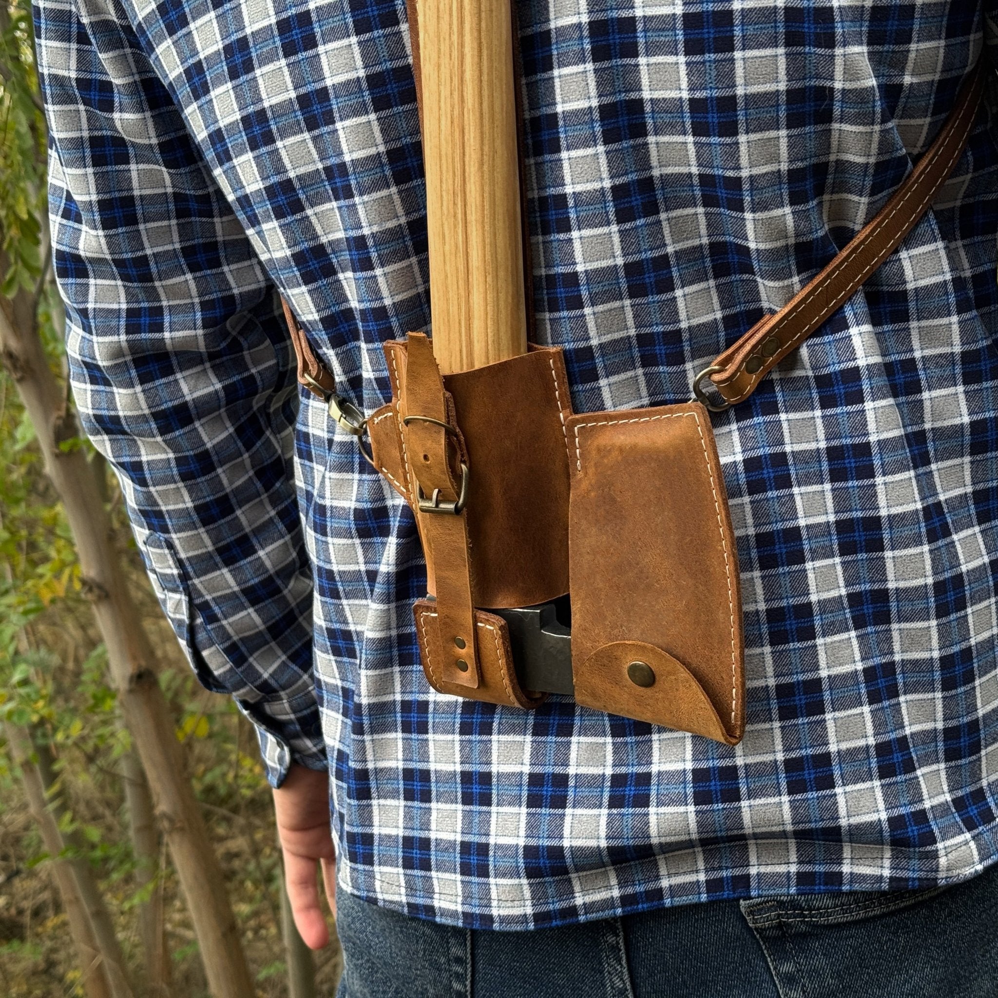 Leather Axe Case with Adjustable Shoulder Straps - 2