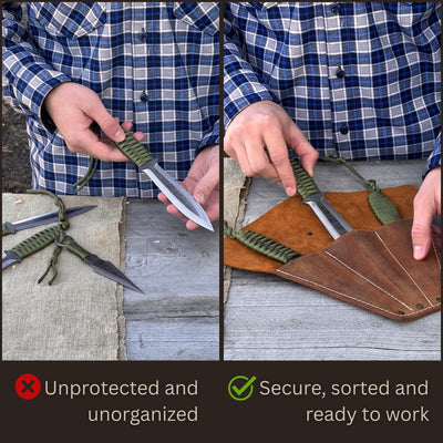 Leather Case for 3 Throwing Knives - 12