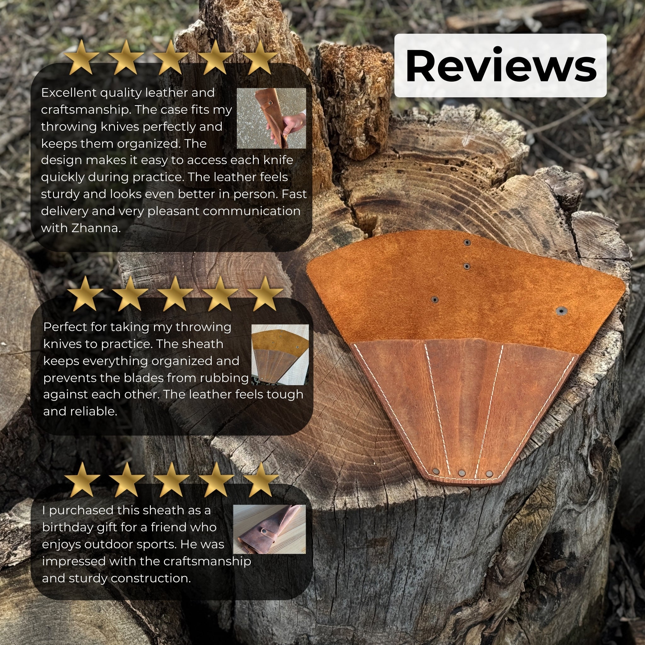 Leather Case for 3 Throwing Knives - 6