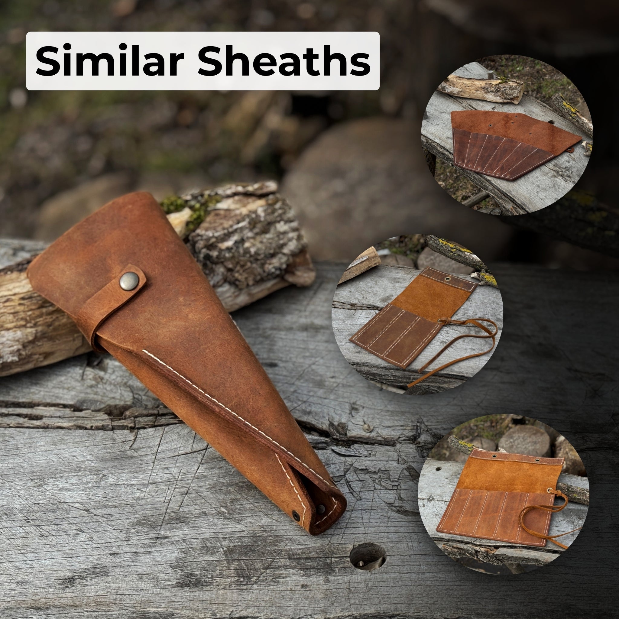 Leather Case for 3 Throwing Knives - 7