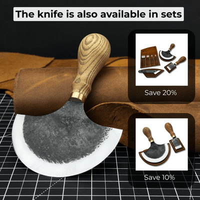 Leather Round (Half Moon) Knife, 10.5 cm (4.1 inches) - 10