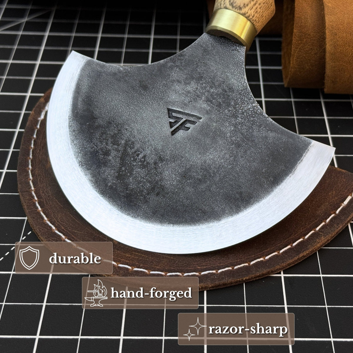 Leather Round (Half Moon) Knife, 10.5 cm (4.1 inches) - 2