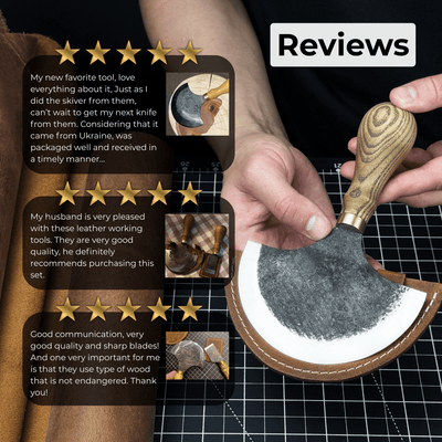 Leather Round (Half Moon) Knife, 10.5 cm (4.1 inches) - 9