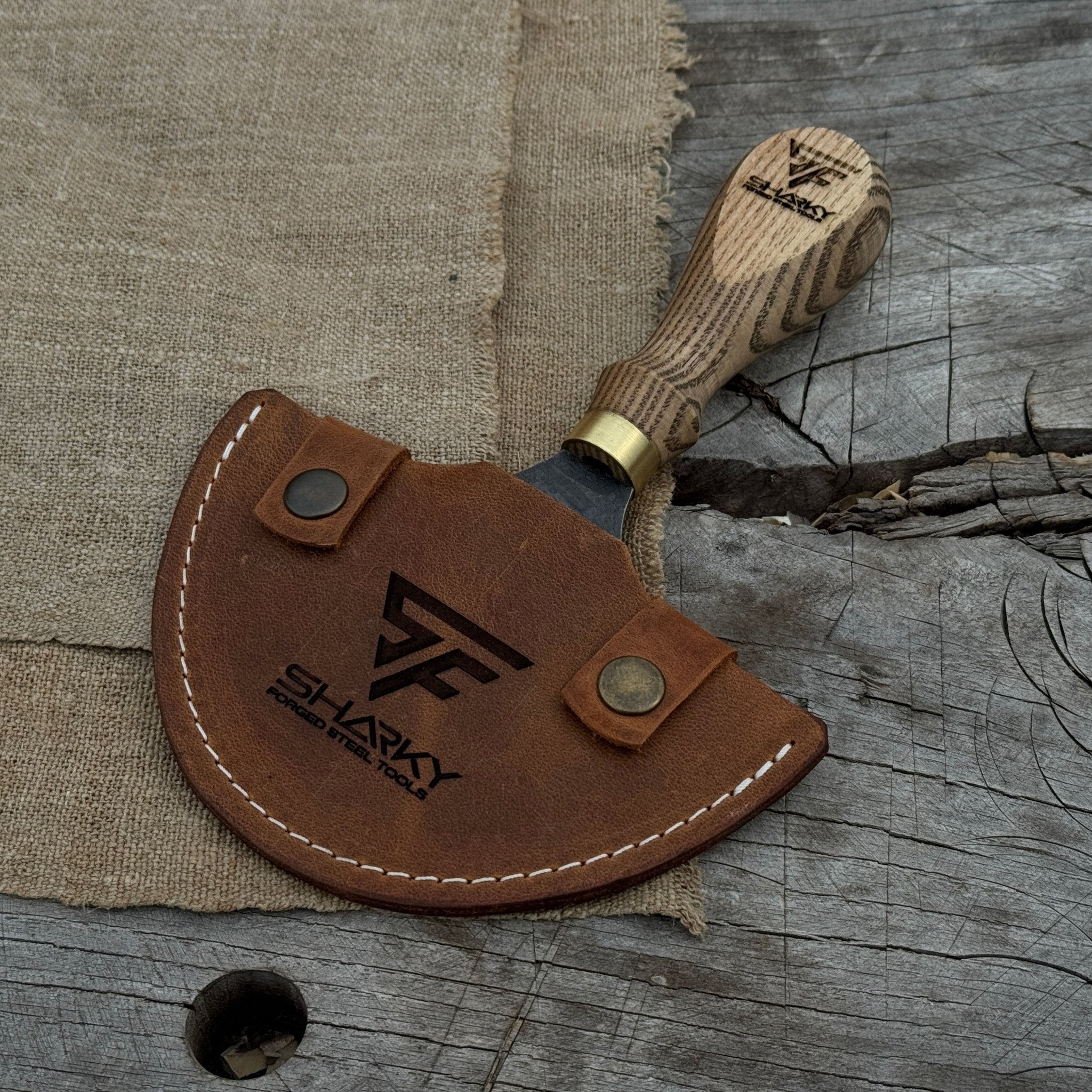 Leather Round (Half Moon) Knife with Leather Sheath, 10.5 cm (4.1 inches) - 2