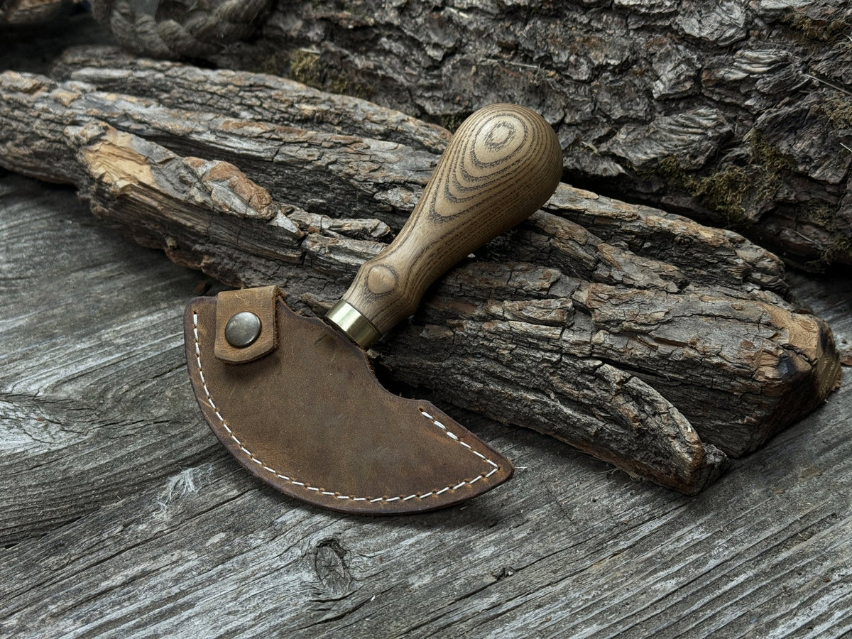 Leather Round Knife, 10 cm (3.9 inches) - Sharky Forged Steel Tools
