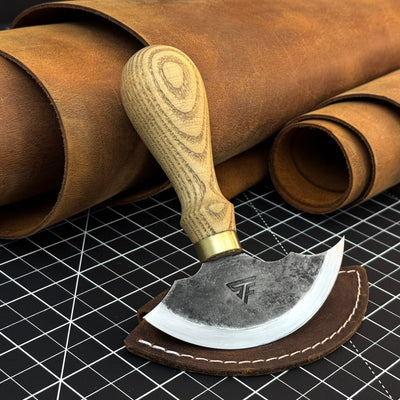 Leather Round Knife, 10 cm (3.9 inches) - 1