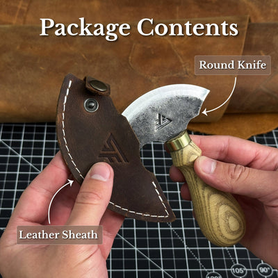 Leather Round Knife, 10 cm (3.9 inches) - 8
