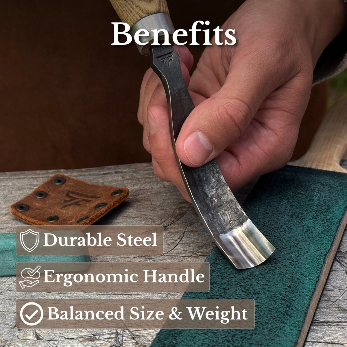 Long Bent (Curved) Gouge, 10 - 45 mm (0.4 - 1.8 inches) - 8
