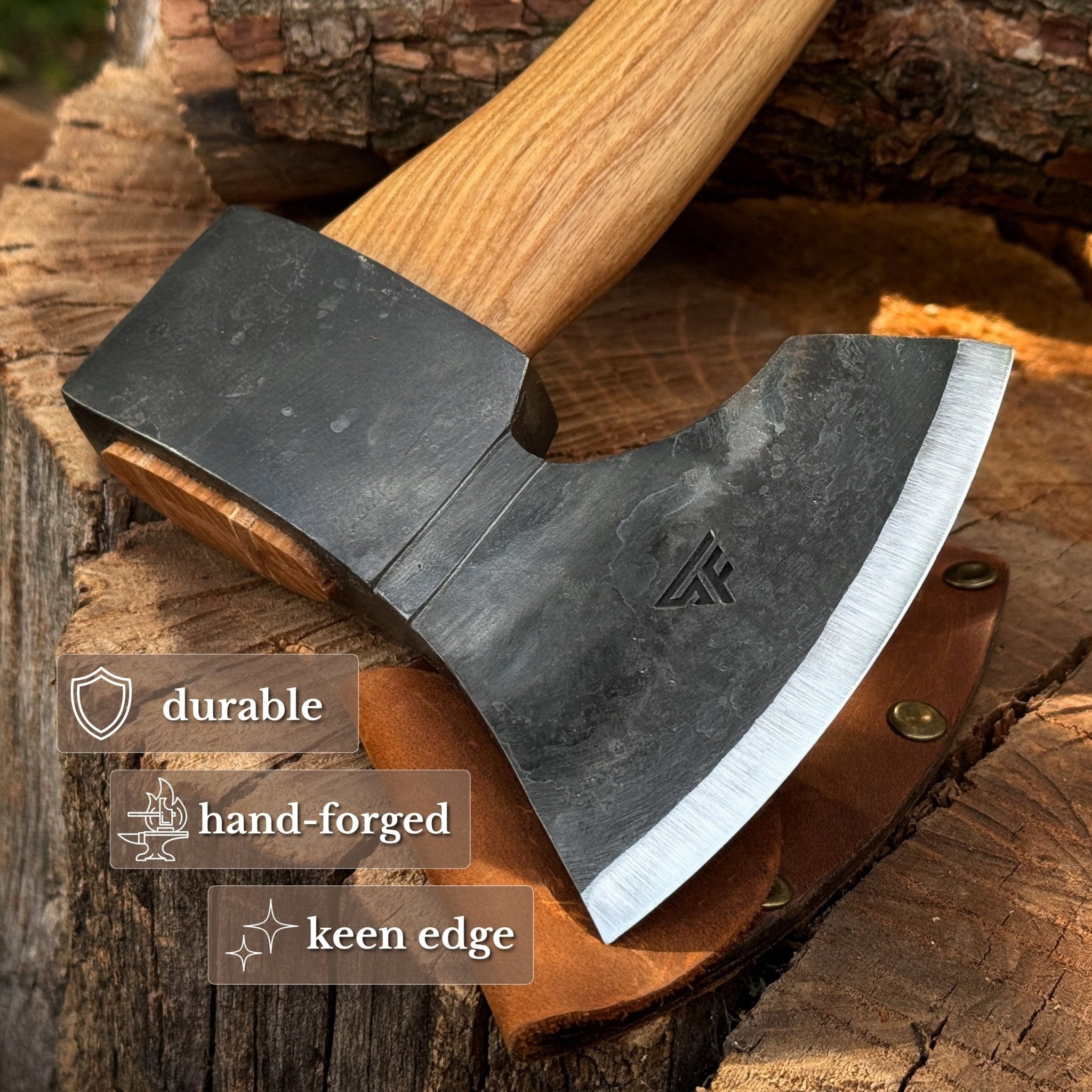 Medium Carving Axe, 780 g (1.71 lbs) - Sharky Forged Steel Tools