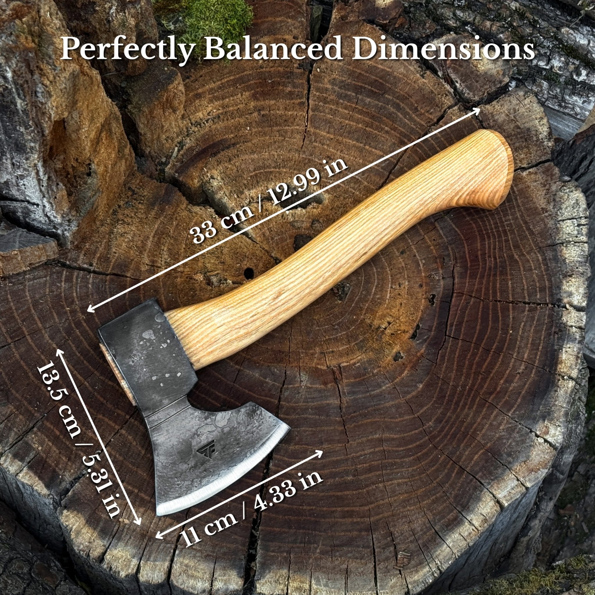 Medium Carving Axe, 780 g (1.71 lbs) - Sharky Forged Steel Tools