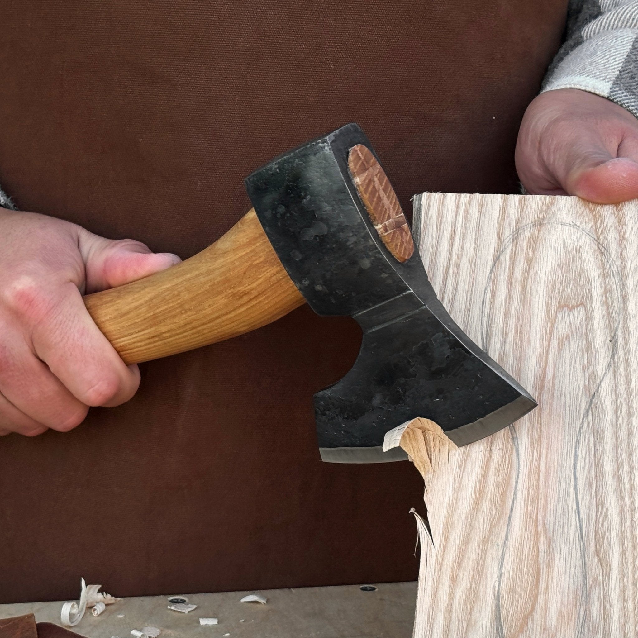 Medium Carving Axe, 780 g (1.71 lbs) - Sharky Forged Steel Tools