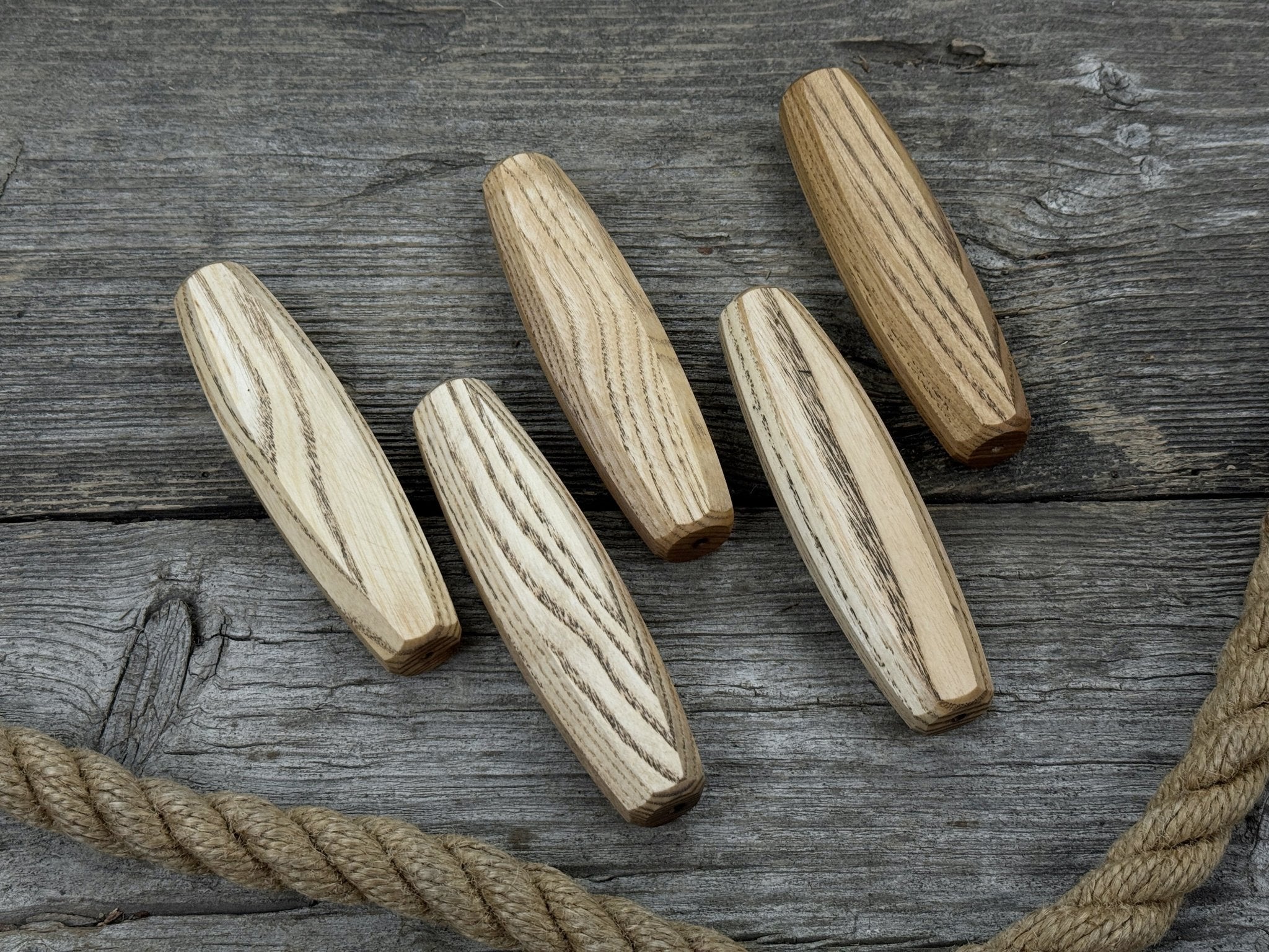 Octagonal Wooden Handles (Set of 5), 12 cm (4.72 in) - 4