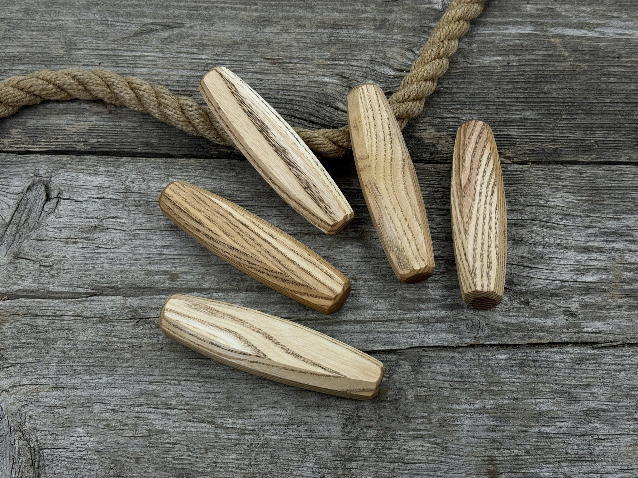 Octagonal Wooden Handles (Set of 5), 12 cm (4.72 in) - 1