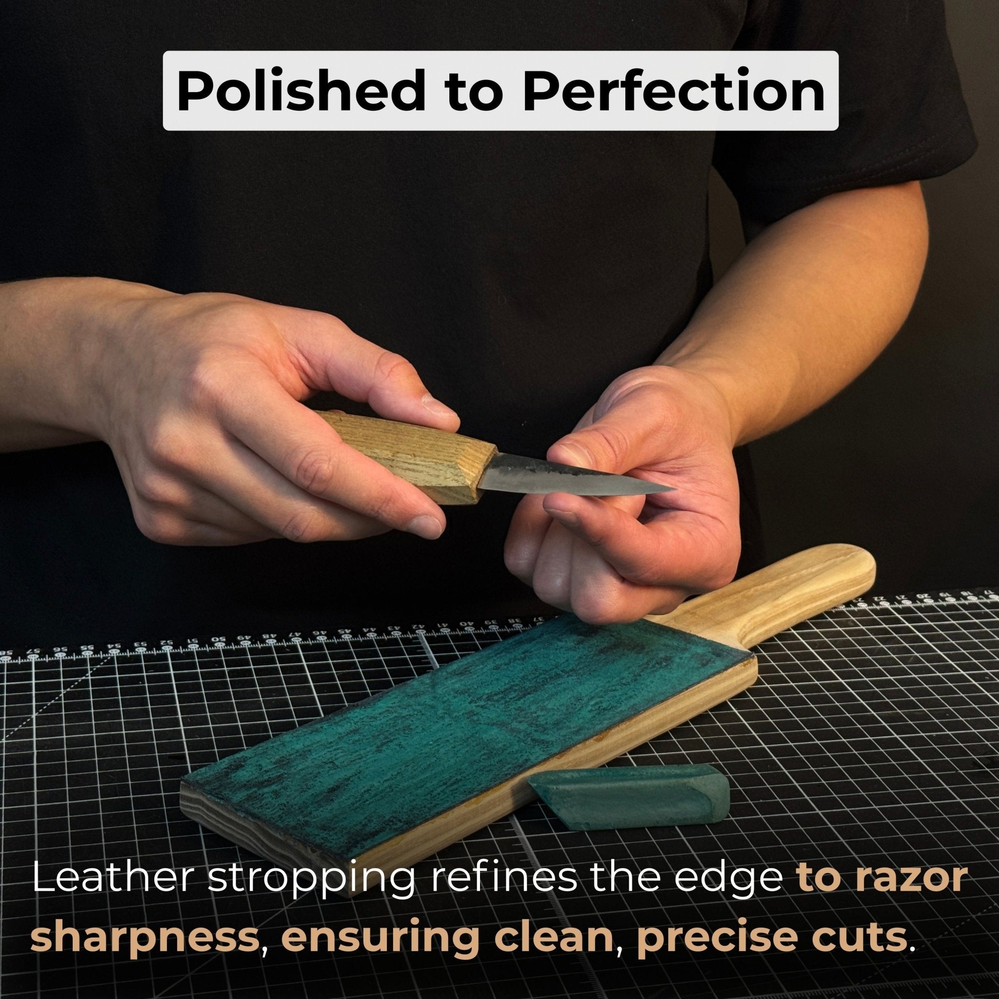 One - Sided Leather Strop For Knife Sharpening & Polishing Compound - 4