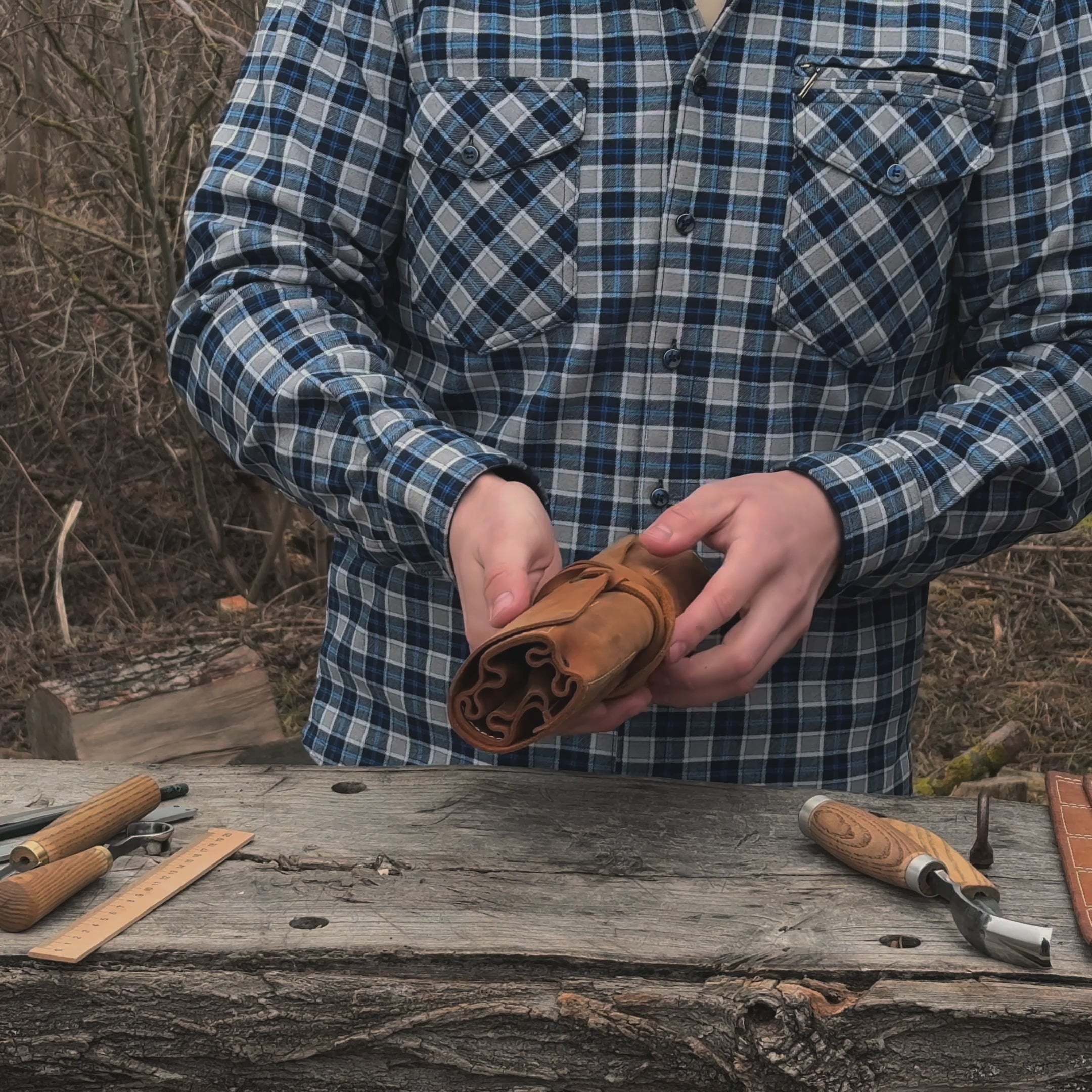 6 Pocket Leather Tool Roll - Sharky Forged Steel Tools