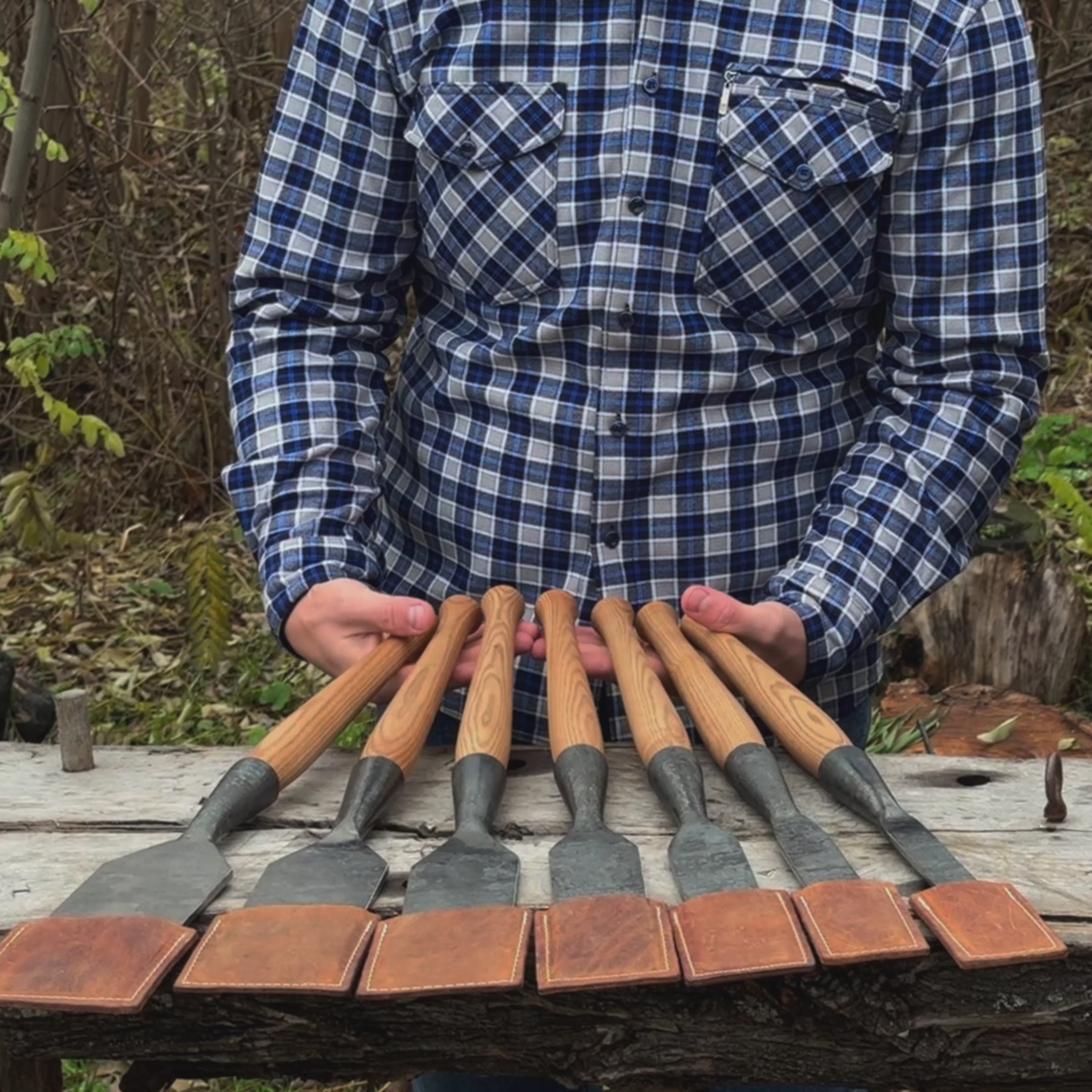 Ensemble de 7 ciseaux à bois longs