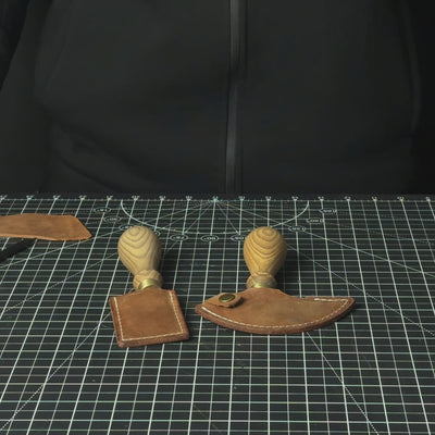 2-teiliges abgerundetes und gerades Ledermesserset