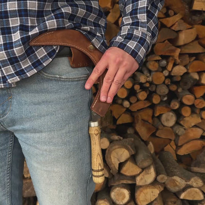 Hand-Forged Large Sickle, ⌀19 cm (7.5 inches) Blade, Leather Belt Attachment