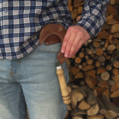 Petite faucille forgée à la main – Lame de 9 cm (3,54 pouces) avec attache pour ceinture en cuir