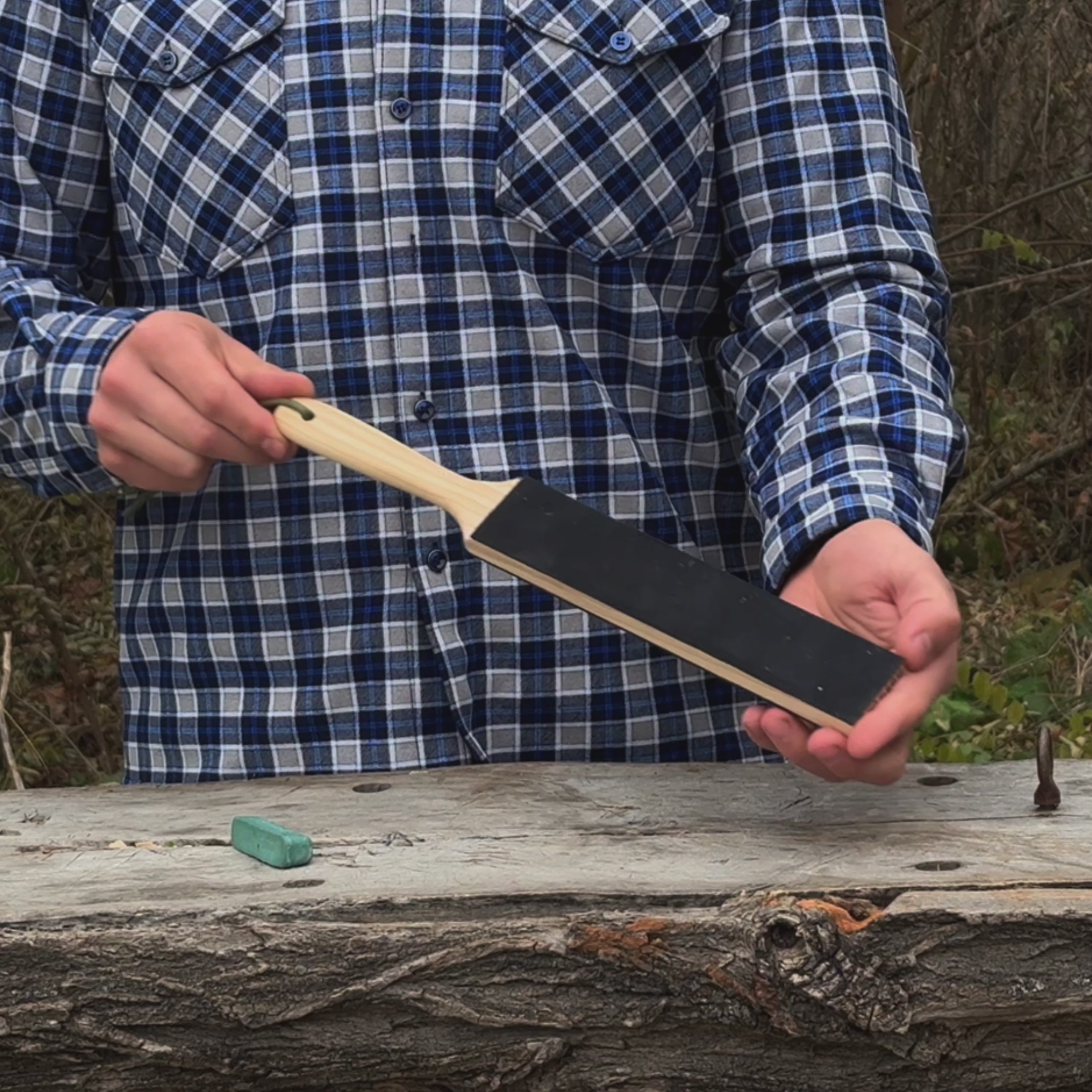 Double-Sided Leather Sharpening Strop with Polishing Paste