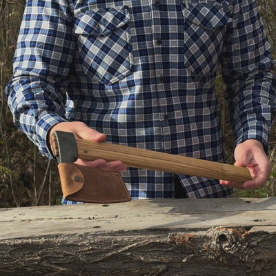 Hand-Forged Carpenter's Axe with Leather Sheath, 0.84 kg (1.85 lb)