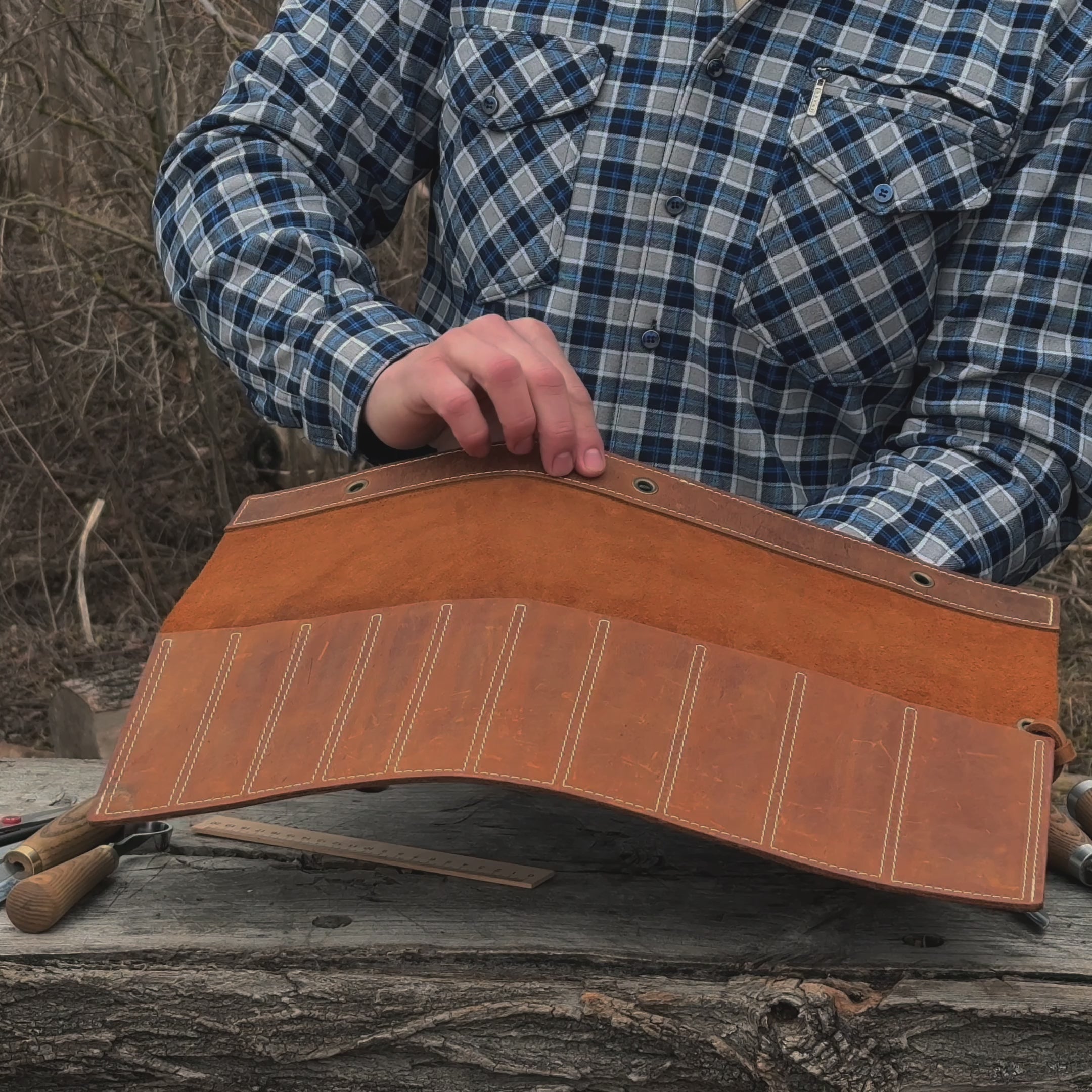 10 Pocket Leather Chisel Roll