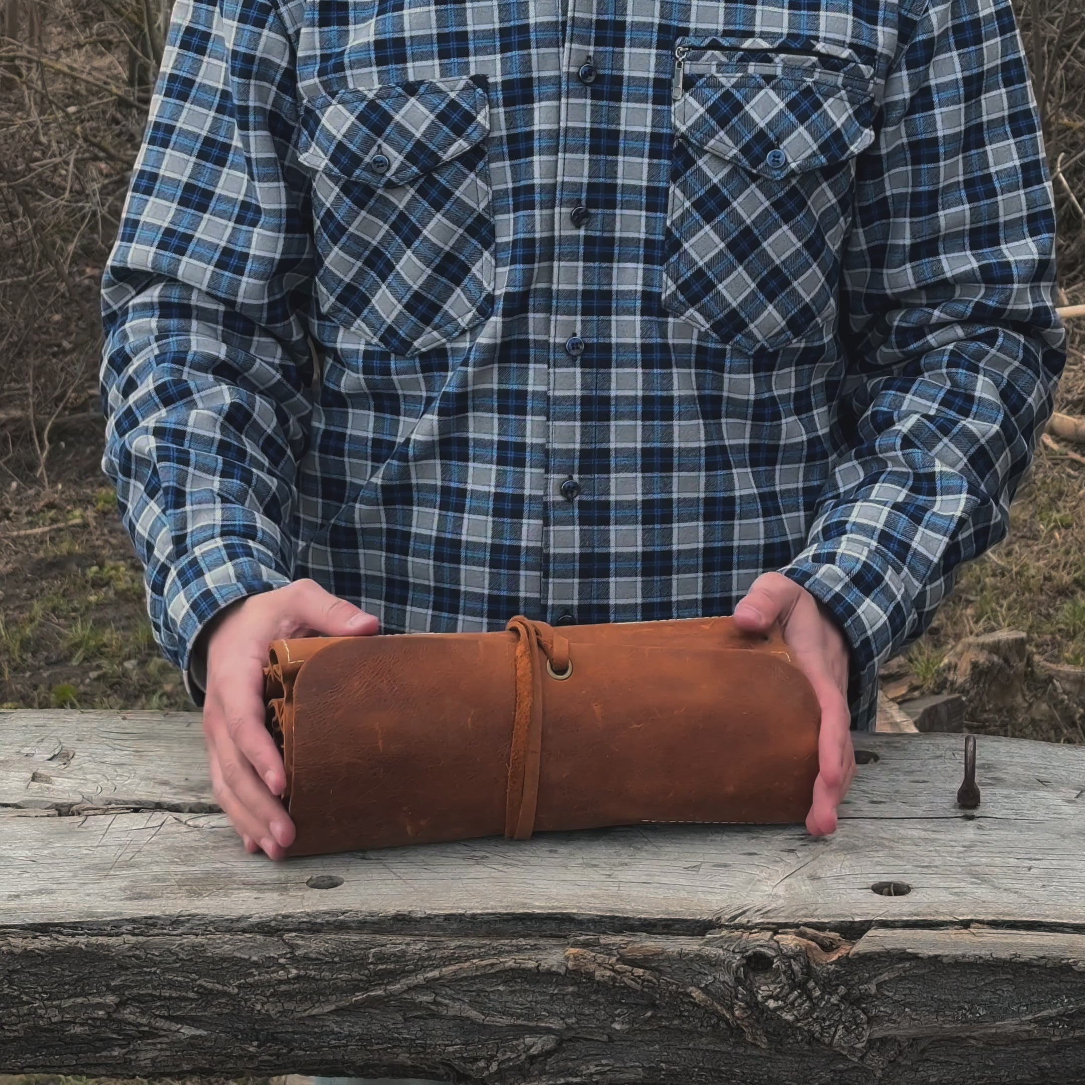 15 Pocket Leather Tool Roll