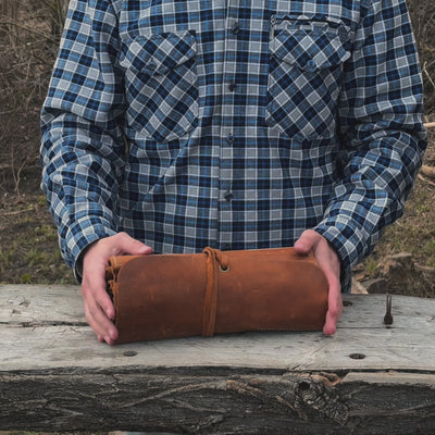 15 Pocket Leather Tool Roll