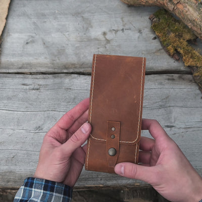 2-delige lepelgraveerset met leren etui